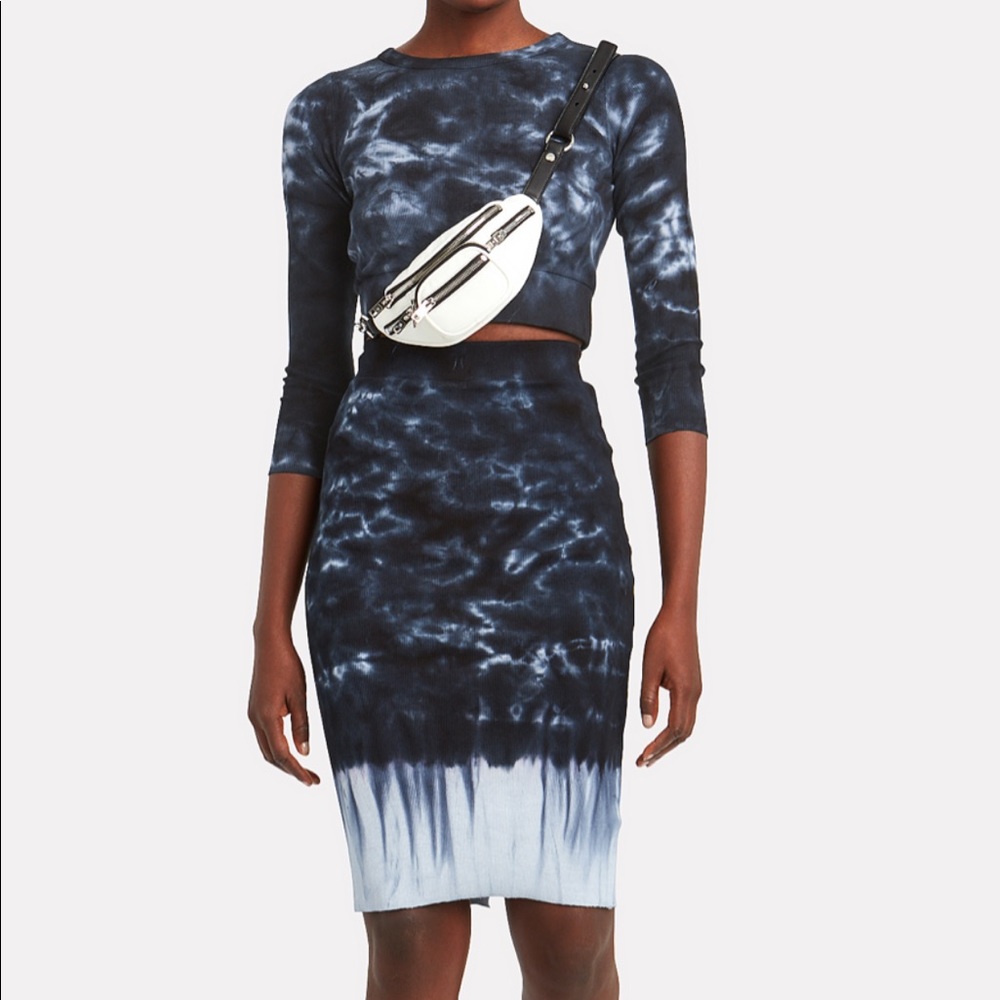 NSF Blue and White Tie-Dye Midi Skirt
